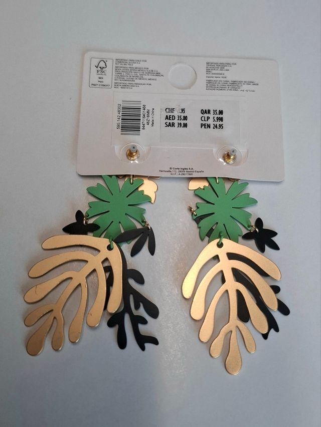 Pendientes Sfera dorados y verdes