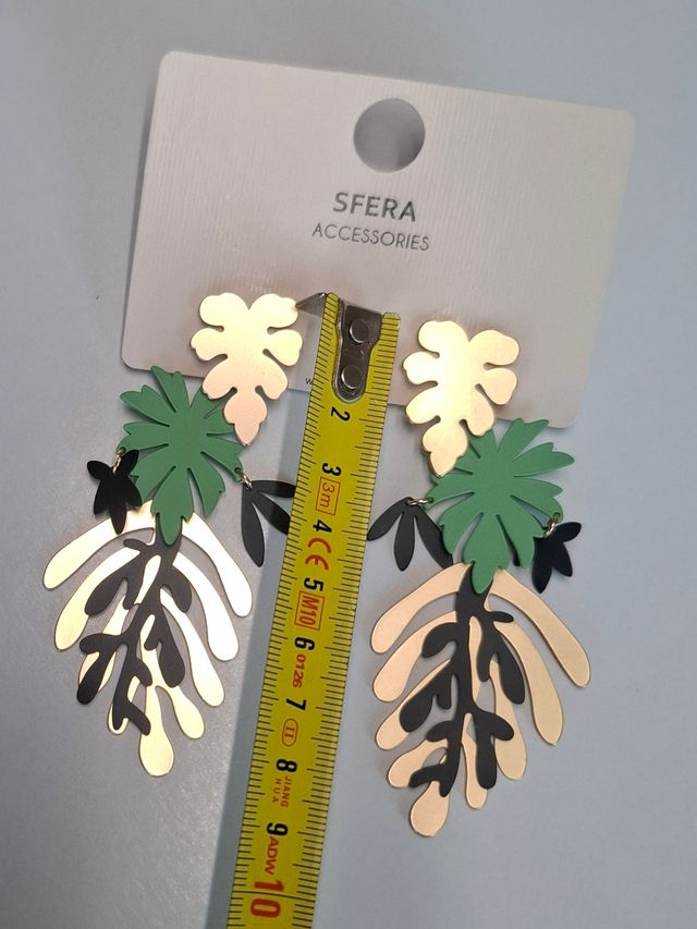 Pendientes Sfera dorados y verdes