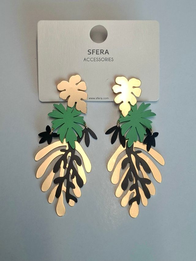 Pendientes Sfera dorados y verdes