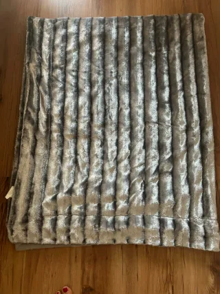 Cojínes y plaid terciopelo gris plata