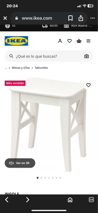 Tocador HEMNES IKEA blanco + Taburete  de Regalo