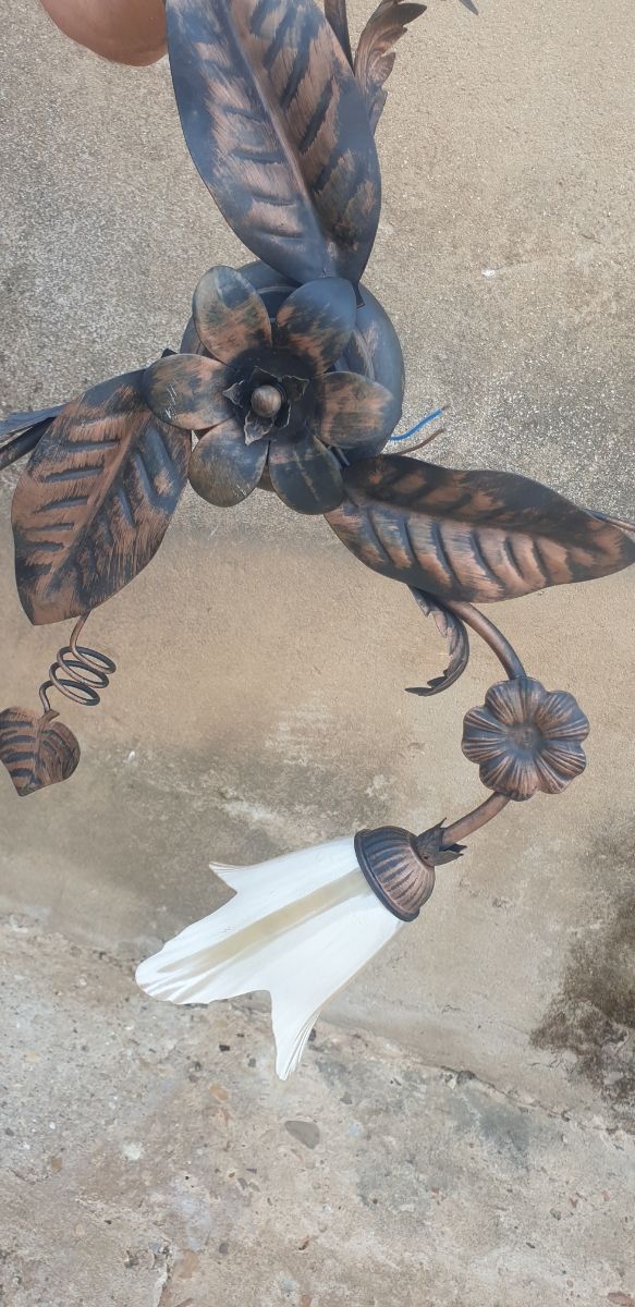 Lámpara forja 3 tulipas