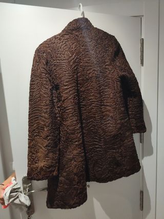 Chaqueta piel marrón mujer