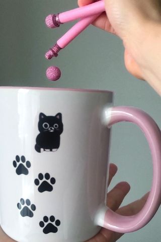 Taccuino e tazza fatti a mano con gatti