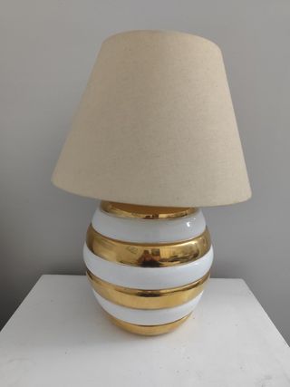 Lampara mesa dorada-blanca