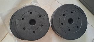 Discos peso 1.5kg - más barra. 15kg total.
