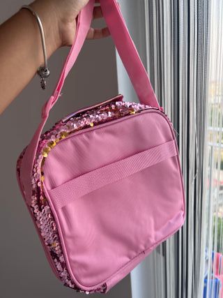 Mochila y lonchera infantil rosa brillante