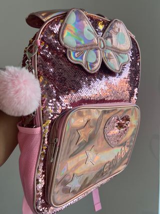 Mochila y lonchera infantil rosa brillante