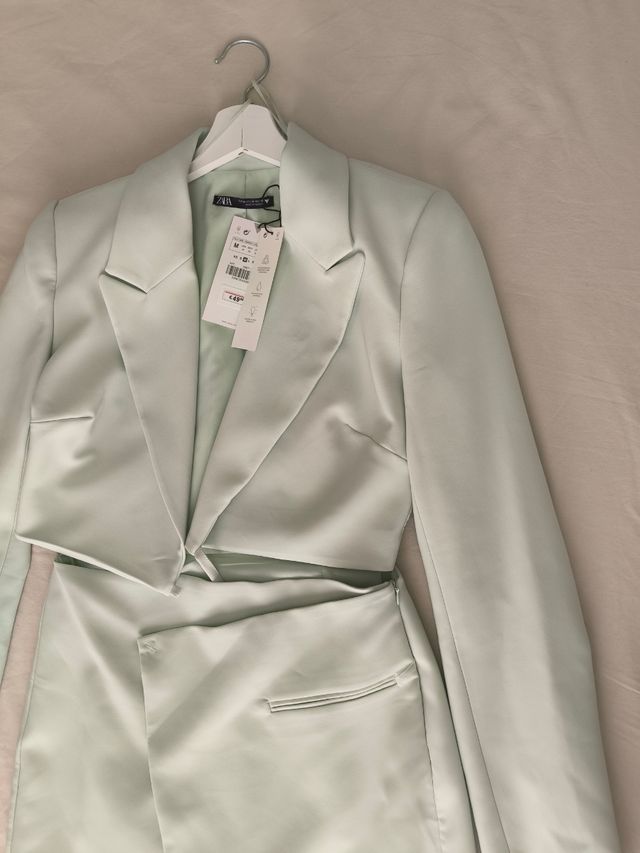 Vestido blazer Zara verde - M