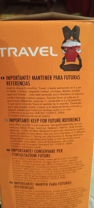 Mochila portabebés Jané Travel,utilizado 2 veces.