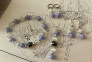 Juego Joyas Ágata Azul  y selenita