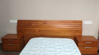 Cabecero 150cm + 2 Mesitas Noche Madera