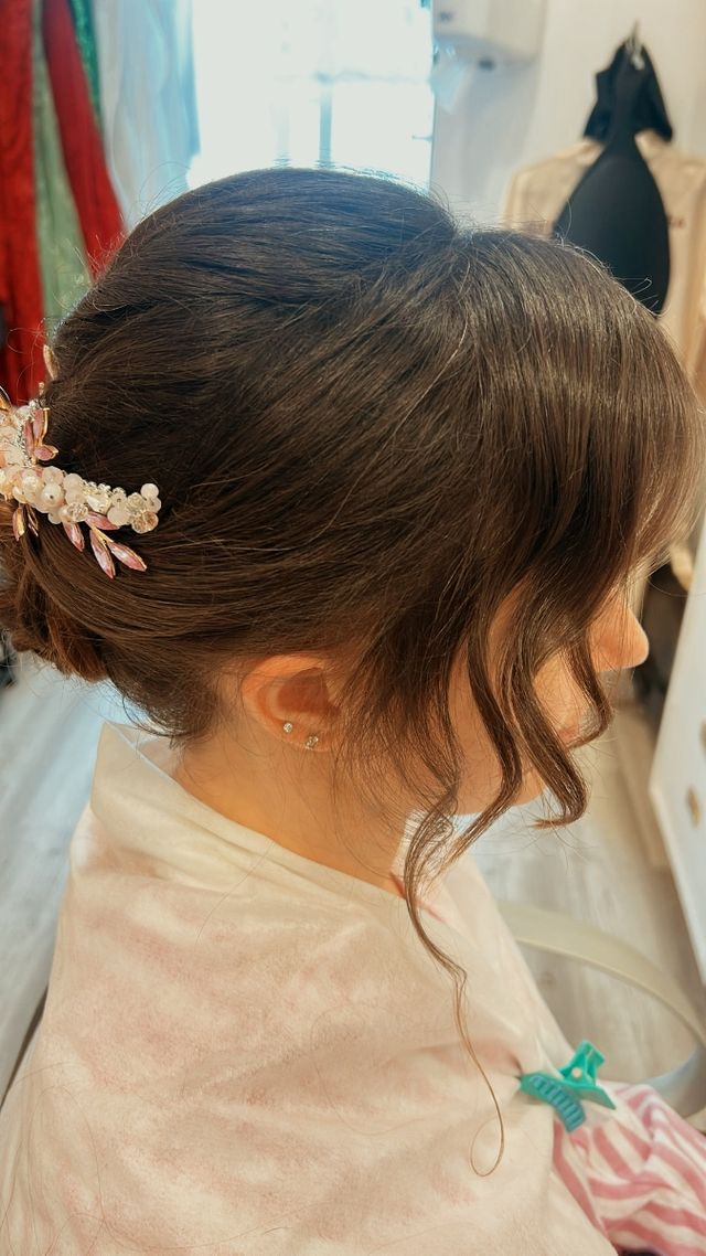Tocado Pelo Boda Dorado Rosa