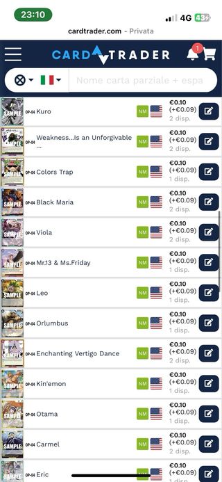 Carte One Piece OP-04 | 62 pezzi