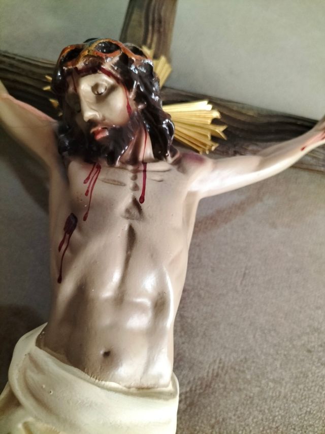 Crucifijo vintage madera-escayola