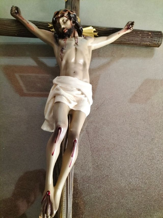 Crucifijo vintage madera-escayola