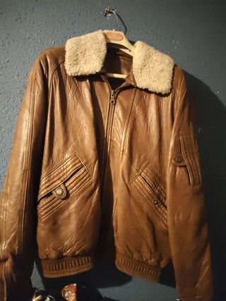 Chaqueta cuero vintage marrón