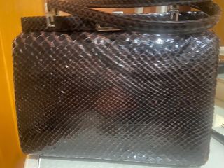 Bolso vintage piel serpiente marrón