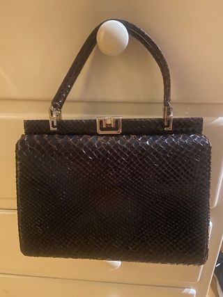 Bolso vintage piel serpiente marrón