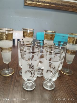 Copas Vintage Cristal Dorado - 9uds