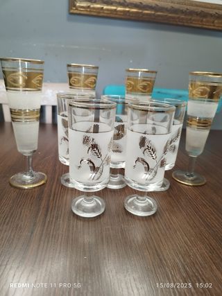 Copas Vintage Cristal Dorado - 9uds