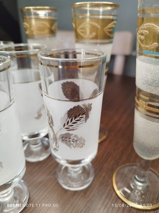 Copas Vintage Cristal Dorado - 9uds