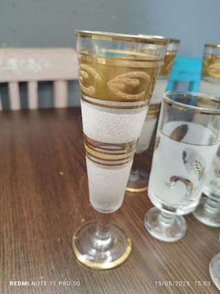 Copas Vintage Cristal Dorado - 9uds