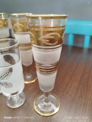 Copas Vintage Cristal Dorado - 9uds
