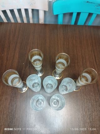 Copas Vintage Cristal Dorado - 9uds