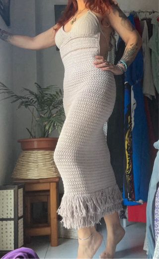 Vestido crochet beige hecho a mano