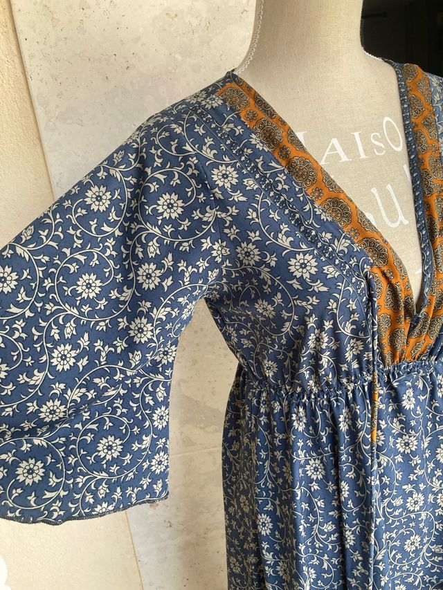 Vestido azul estampado boho