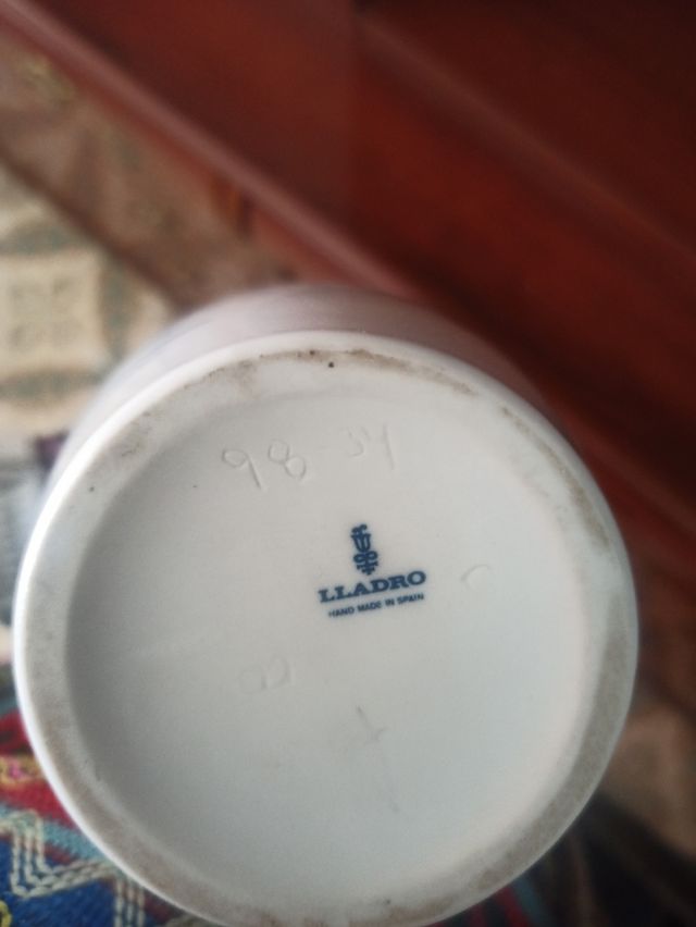 Jarrón Lladró porcelana azul y blanco