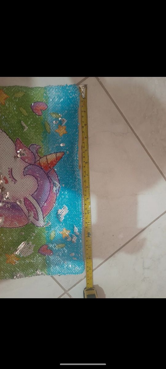 Fodera cuscino unicorno multicolor paillettes gira