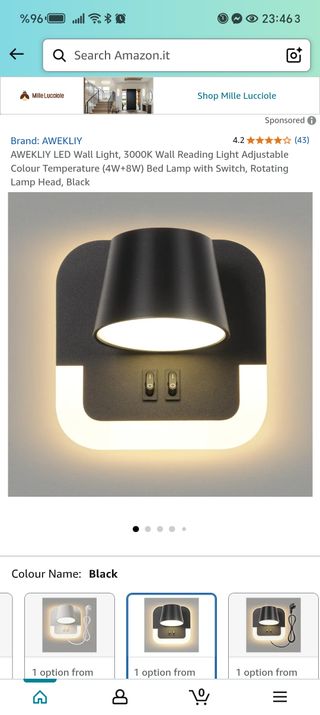 Aplique lectura LED AWEKLIY - Negro