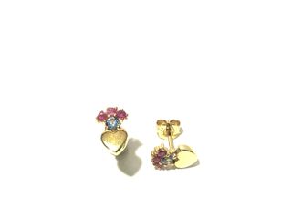 pendientes oro 18k con piedra con topacio,rubi
