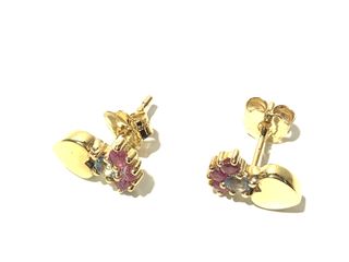 pendientes oro 18k con piedra con topacio,rubi