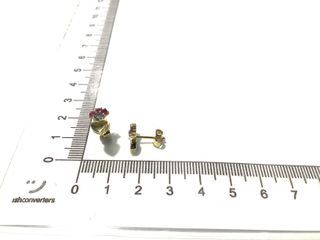 pendientes oro 18k con piedra con topacio,rubi