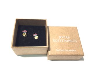 pendientes oro 18k con piedra con topacio,rubi