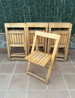 11 Sillas de madera pino plegables