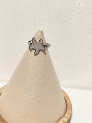 Anillo acero inoxidable estrella plateada 