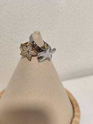 Anillo acero inoxidable estrella plateada 