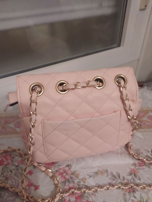 Bolso bandolera rosa pastel