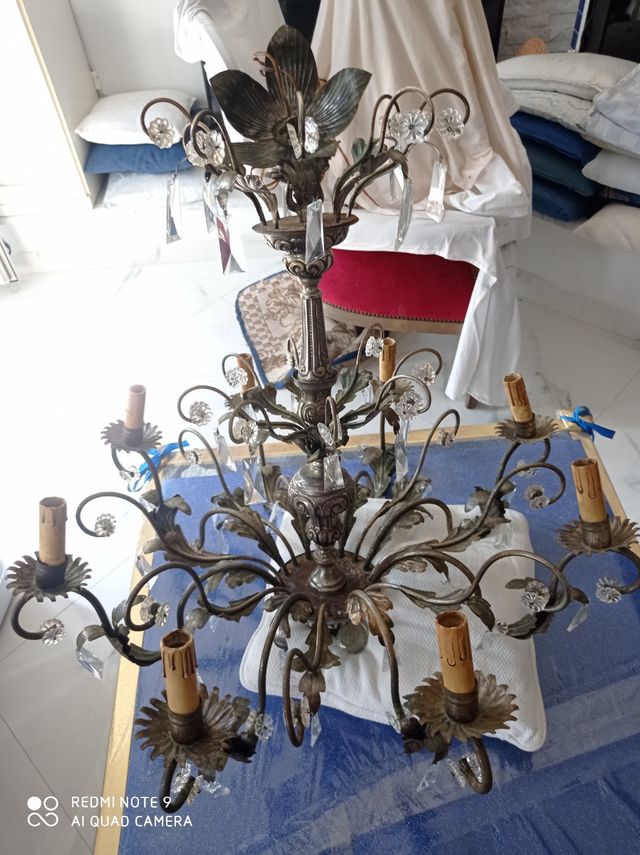 Lampadario antico argento 8 luci