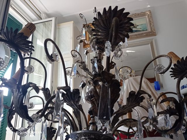 Lampadario antico argento 8 luci