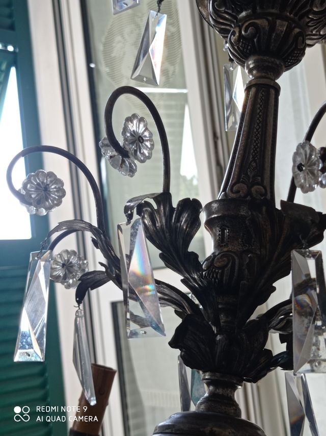 Lampadario antico argento 8 luci