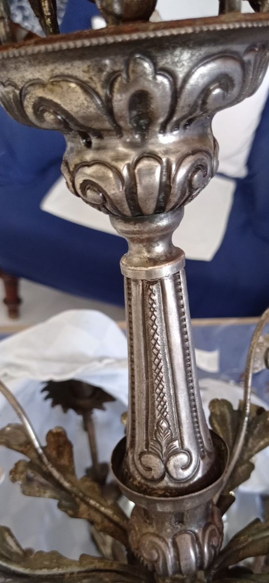 Lampadario antico argento 8 luci