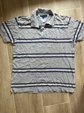Polo Tommy Hilfiger M - Gris Rayas