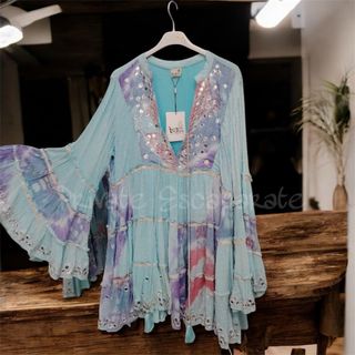 Vestido Boho corto Azul