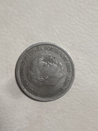 Moneda 25 Ptas 1957 Franco, 5 pesatas 1989