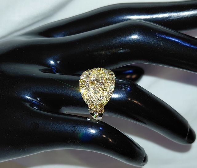 Anillo pavé diamantes 14k oro amarillo